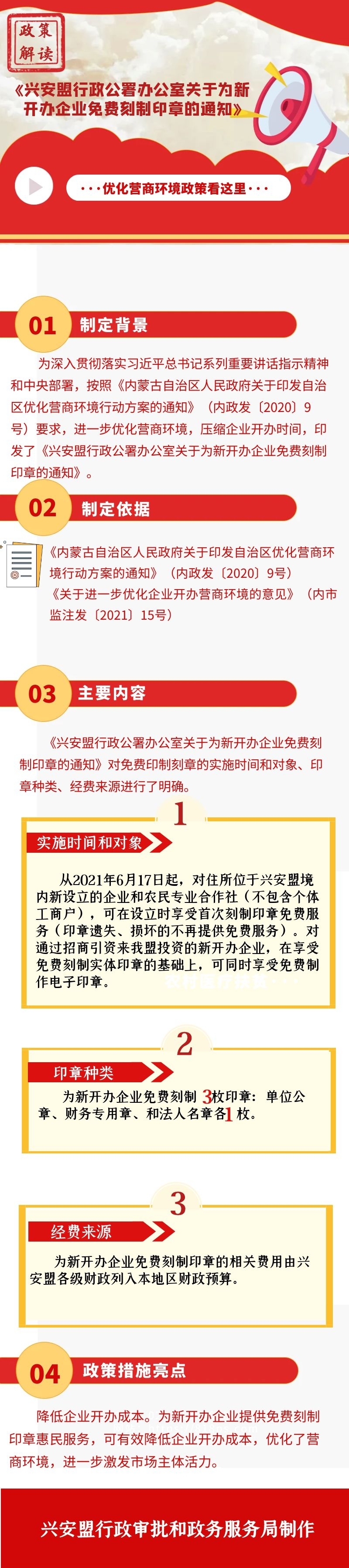 《兴安盟行政公署办公室关于为新开办企业免费刻制印章的通知》